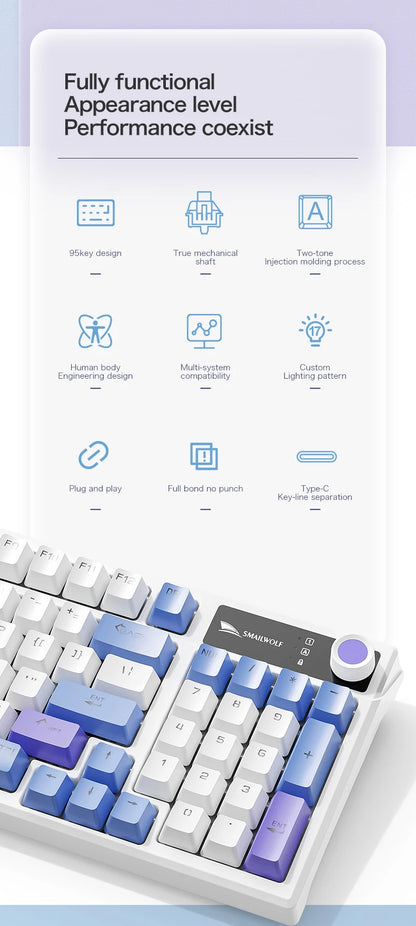 SMAILWOLF SK15 Laptop Gaming Wired Mechanical Keyboard Full Key Rollover Customized in Spanish
