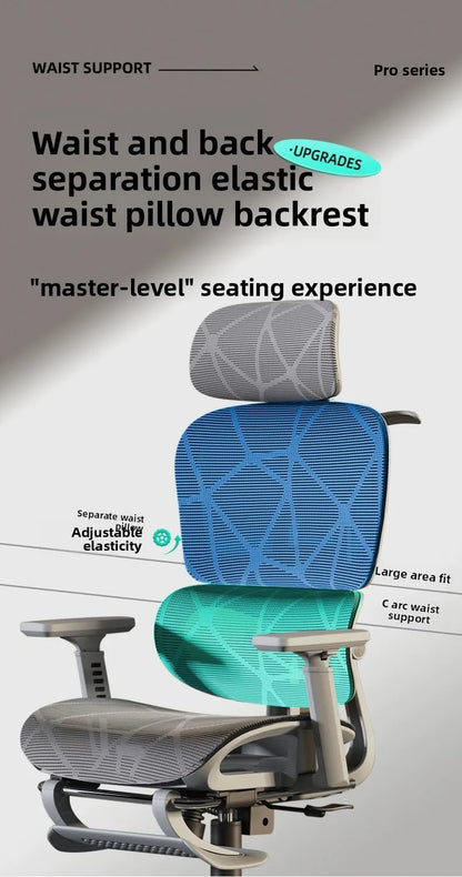 Breathable Ergonomic Office Computer Chair Reclining Gaming Chair  Comfort Lumbar Support  Long Sitting Adjustable Swivel Design