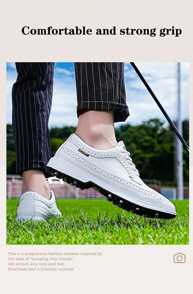Professional Golf Shoes Men High-Quality Leather Breathable Sports Shoes Golf Competition Training Shoes Plus Size Shoes 39-47#