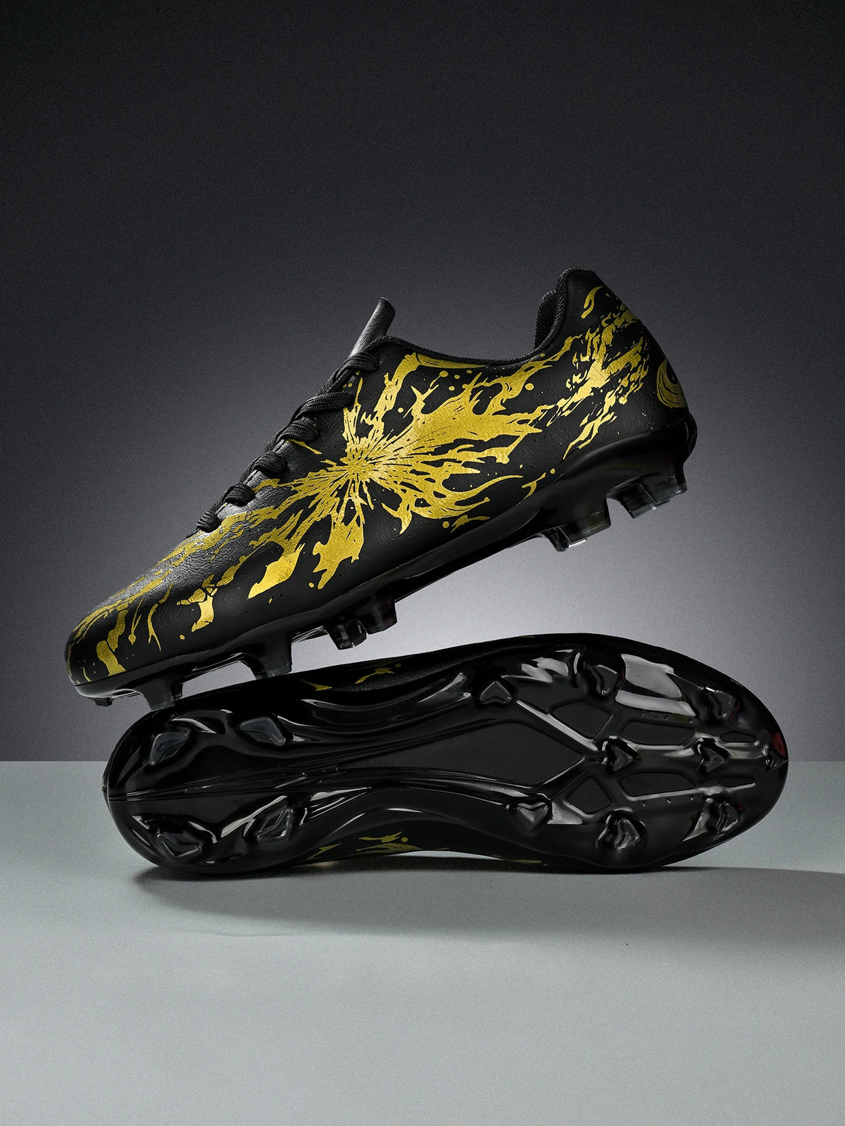 Chaussures de football pour hommes, modèle AG FG Hybrid, avec crampons, tige en PU confortable et semelle absorbant les chocs, idéales pour l’entraînement sur gazon naturel.
