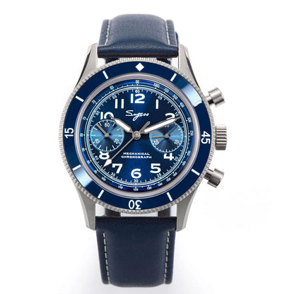 Sugess Watch 1963 Men Watches ST1901 Chronograph Luminous Mechanical Wristwatches Waterproof Crystal Sapphire Italian Leather