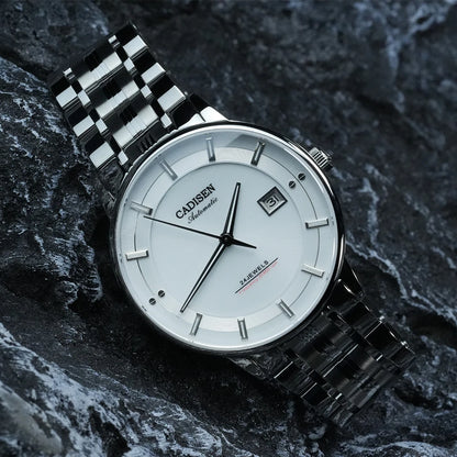CADISEN Automatic Mechanical Ultra-thin Wristwatch MIYOTA 9015 Top Brand Luxury Curved Single-dome Sapphire Crystal Watch Man