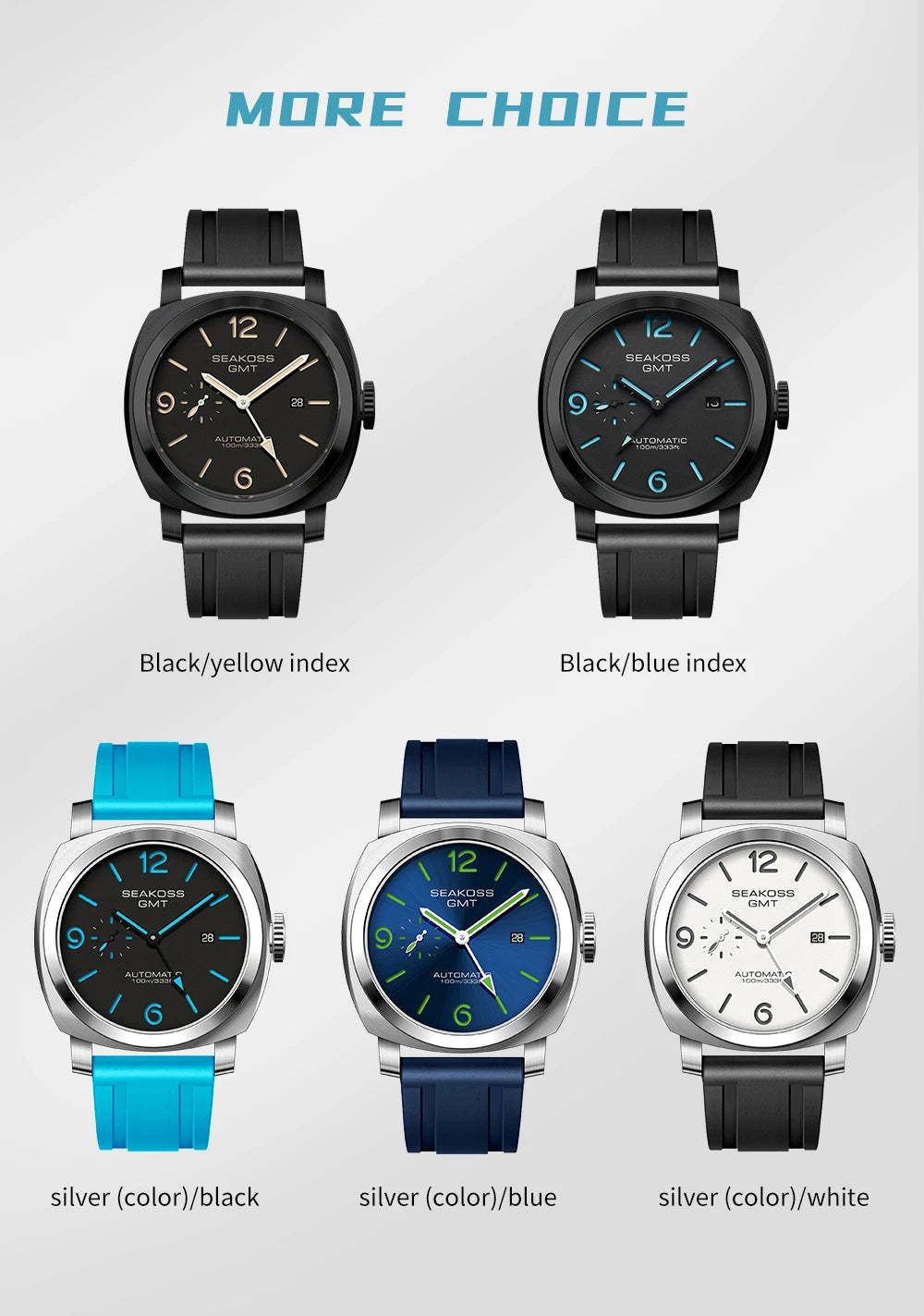 SEAKOSS GMT Men‘s Diving Automatic Mechanical Watches Seagull ST2557 Movement 316L Super Luminous Calendar 10Bar Reloj Homber