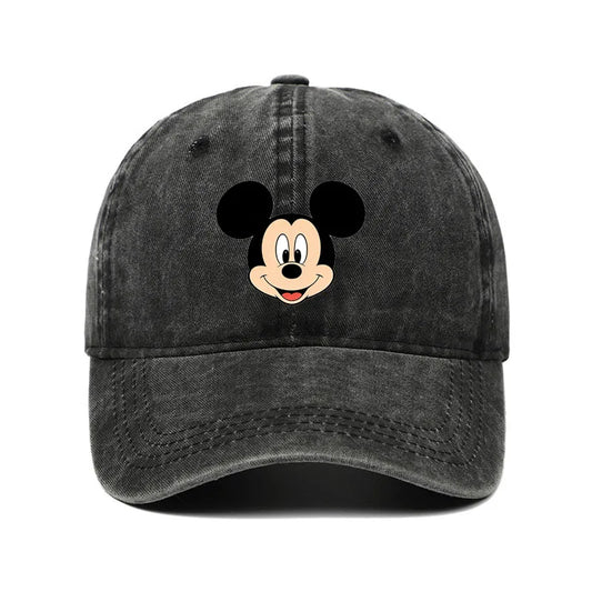 Unisex Vintage Washed Mickey Minnie Print Baseball Cap for Men Women Cartoon Trucker Hat Adjustable Snapback Casual Hip Hop Hat