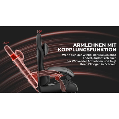 Gaming Chair Ergonomic Gaming Chair with Lumbar Support and Headrest, Gamer Chair Height Adjustable