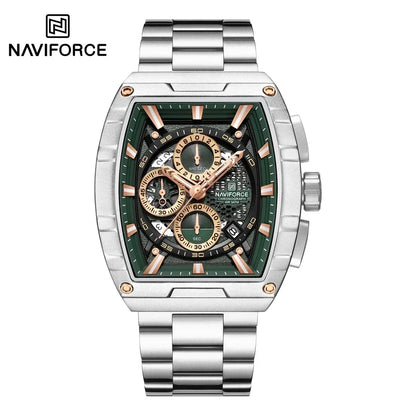 NAVIFORCE Top Brand Men's Watches Luxury Tonneau Quartz Wristwatch Waterproof Chronograph Watch for Men 2025 Auto Date Clock