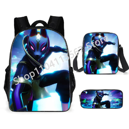 3Pcs/Sets Fortnite School Bags for Boys Girls Cartoon Battle Royale Game Book Bags Sets Games Backpacks School Gifts