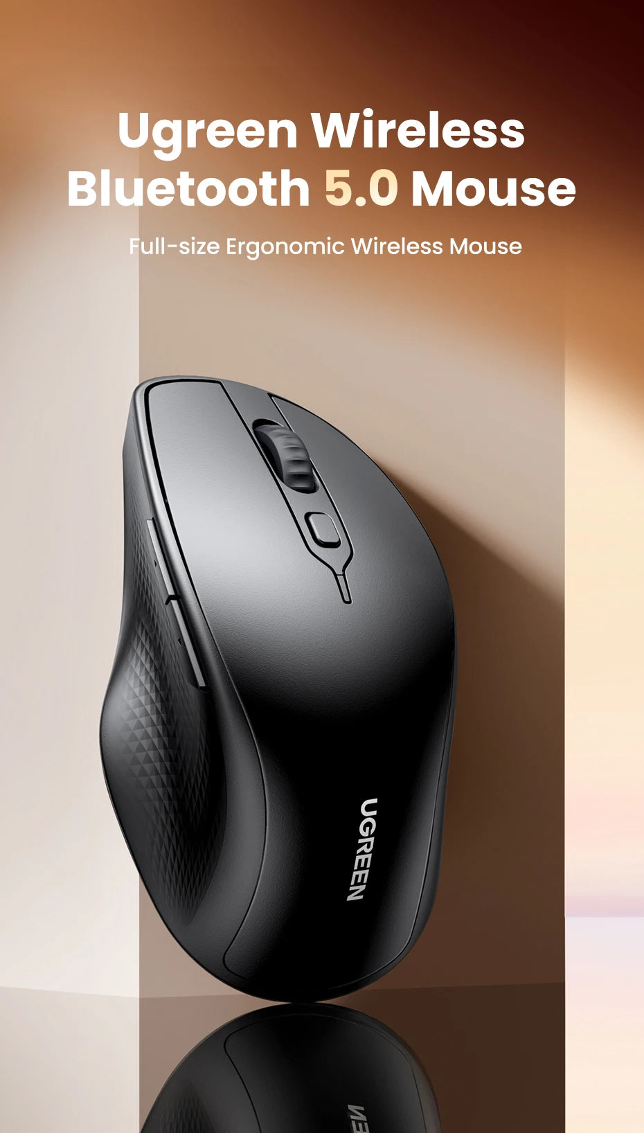 UGREEN Wireless Mouse Bluetooth 5.0 Ergonomic 4000 DPI 6 Mute Buttons For MacBook Computer Tablet Laptop PC 2.4G Mice Mouse