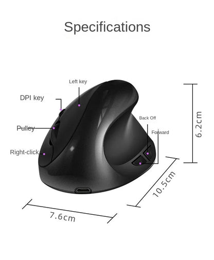 BTS-908 Hot Selling Rechargeable Vertical Mice Ergonomic Wireless Mouse 2.4G USB Receiver 1600 Adjustable DPI 6 Buttons Mouse