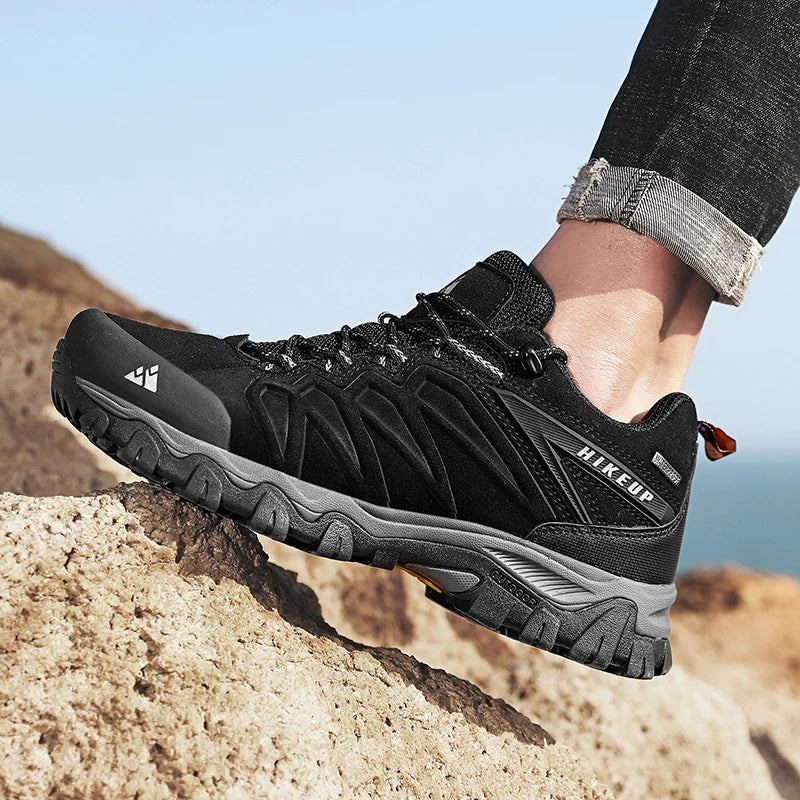 HIKEUP Scarpe da trekking in pelle di alta qualità, resistenti, da outdoor sportivo, da uomo, con lacci, per escursionismo, arrampicata e caccia