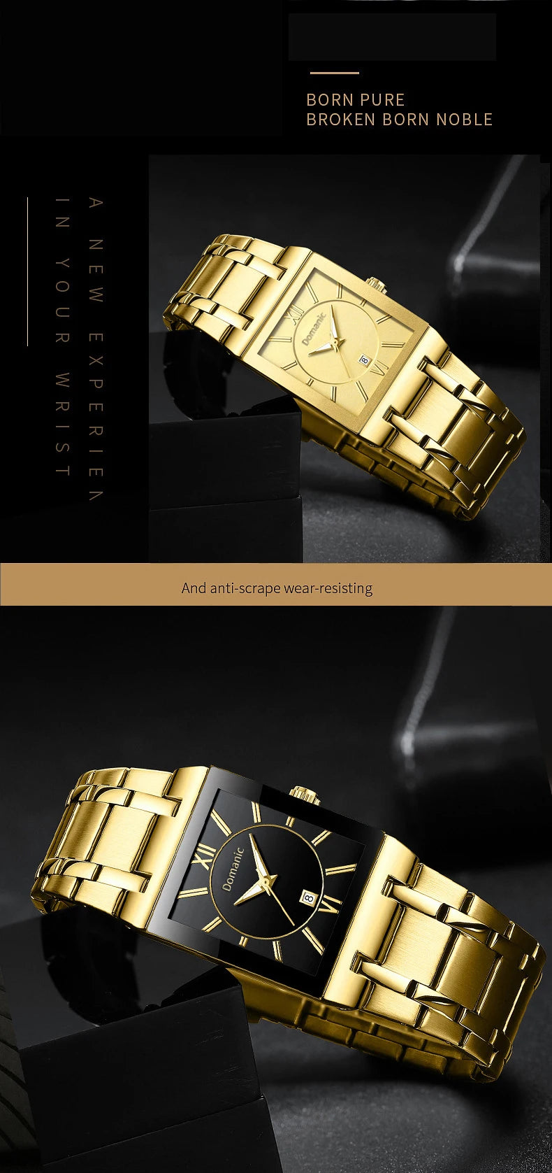 Montre-bracelet de luxe BINBOND à quartz précis pour homme, lumineuse, étanche, date automatique, en acier inoxydable durable, style décontracté.