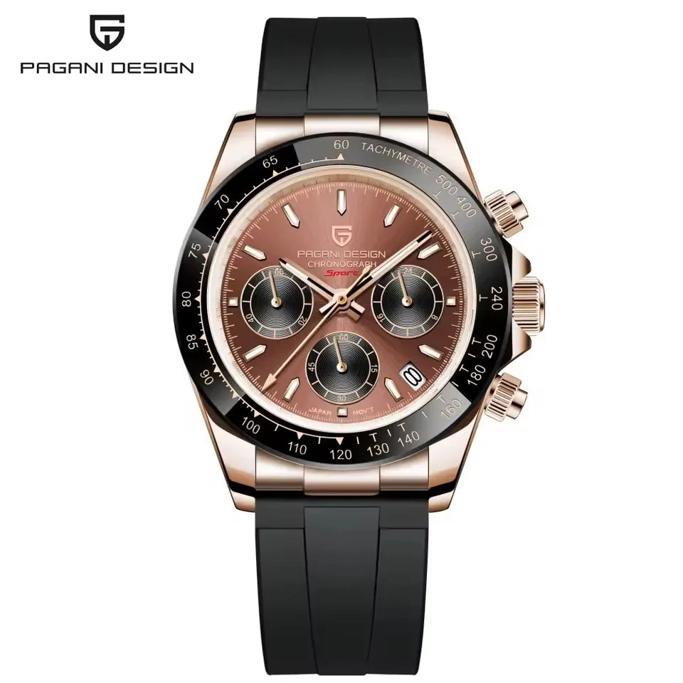 PAGANI DESIGN V2 40MM Reloj de cuarzo para hombre con esfera de meteorito, cristal de zafiro, cronógrafo retro y resistente al agua