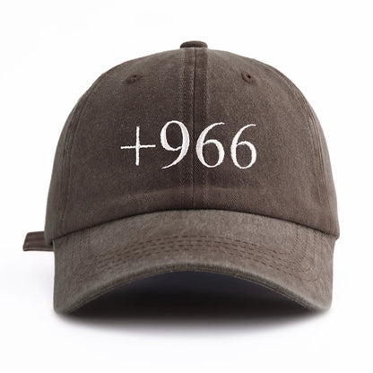 1pc +966 Embroidery Washed Baseball Cap for Adults,  Minimalist Retro Style Casual Soft Adjustable Dad Hat, Perfect As Gift