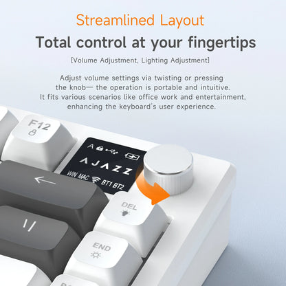 AJAZZ AF82 Low-Proflie Electrostatic Keyboard  4000mAh Trl-Mode 75% Type-C Display Screen  Keyboard Office Gaming E-sport