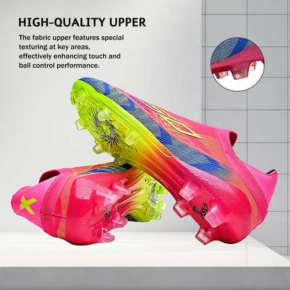 AG/FG Firm Ground Soccer Cleats for Men Women Kids Youth PU Fabric Rubber Sole Non-Slip Wear-Resistant Training Boots