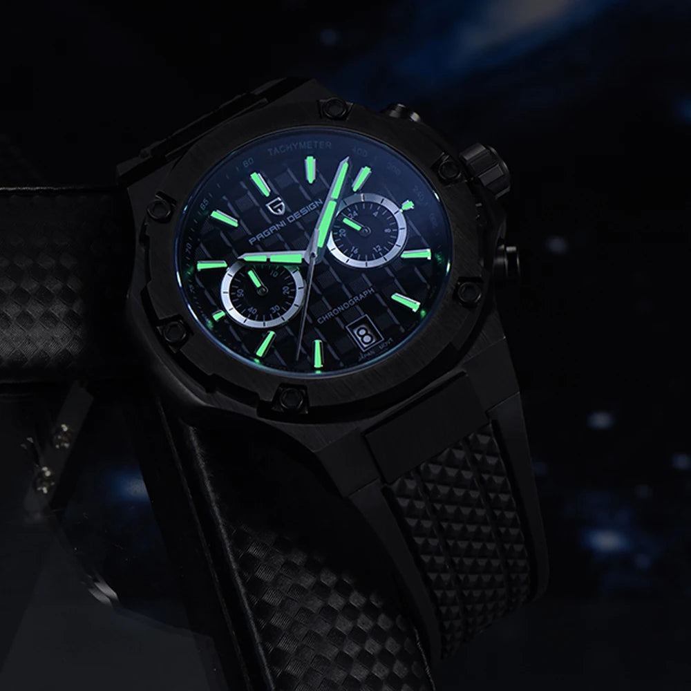 Relojes de cuarzo para hombre PAGANI DESIGN: cronógrafo deportivo de lujo, hermético, con agujas luminiscentes y cristal de zafiro con tratamiento antirreflectante