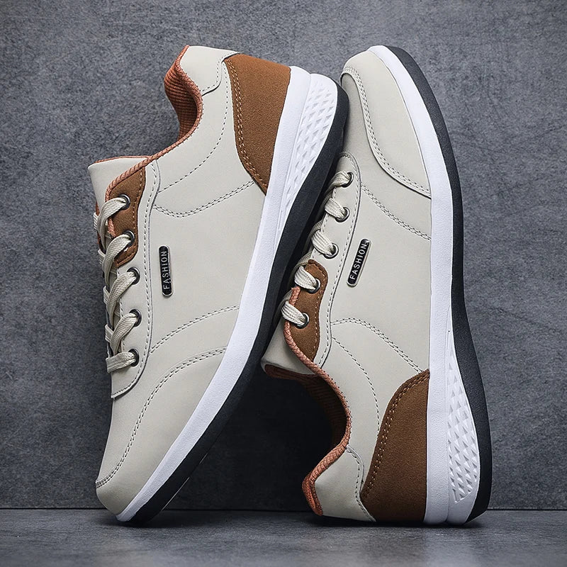 New Men's Four Seasons Waterproof Walking Shoes Casual Men Leather Sports Shoes Non-Slip Camping Shoes Shoes Men's Tennis Shoes
