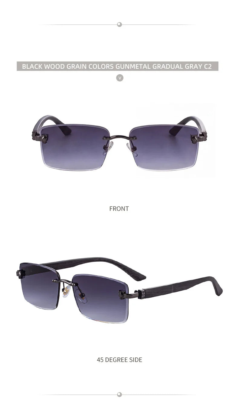 2026 Wooden Rimless Sunglasses Women Trendy Retro UV400 Protection Square Sunglass Men Brand Design Fashion Glasses Dropshipping
