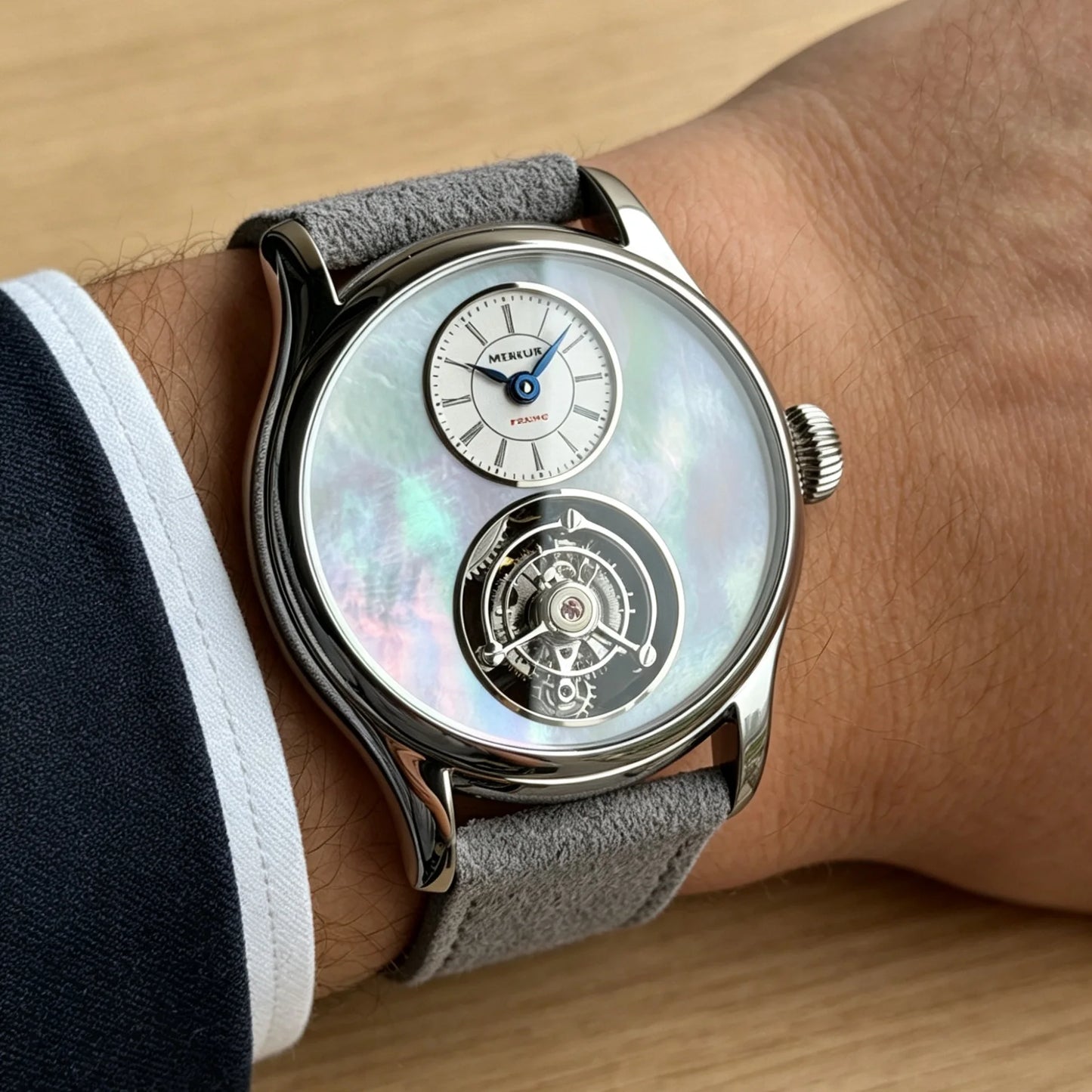 Merkur 100% Tourbillon Watch Men's Titanium Ice Flower Dial Sapphire Watch For Men Mechanical Wristwatches Relogio Masculino