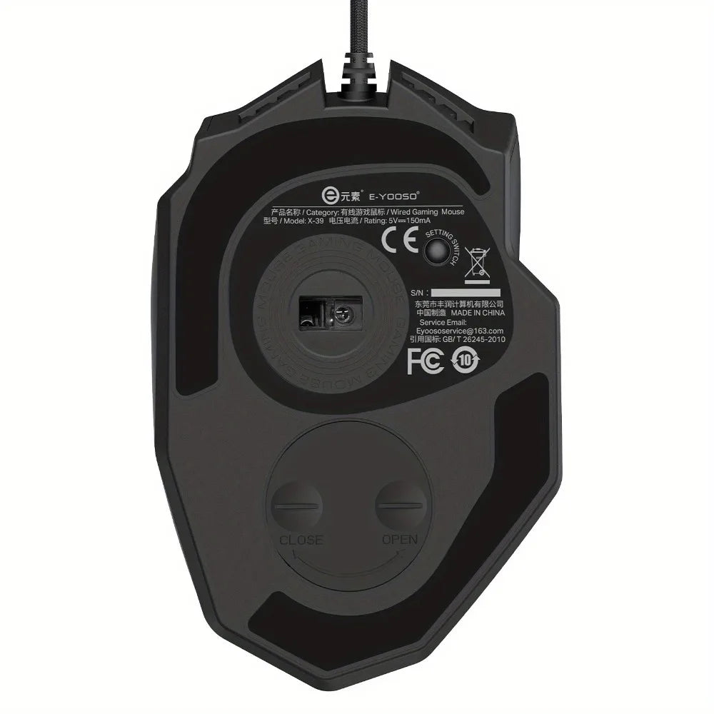 E-YOOSO X-39 Programmable Gaming Mouse, Wired RGB Mouse with 18 Buttons, 8 Removable Weights, 5 DPI, Ergonomic Grip for Computer