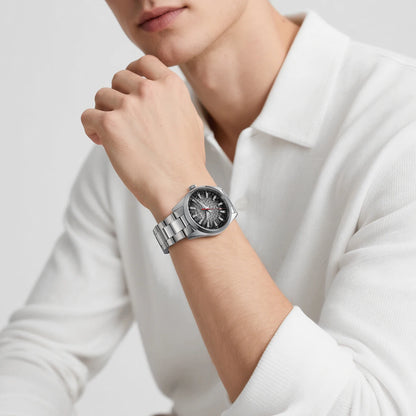 Reloj para hombre BERNY – Reloj de cuarzo, cristal de zafiro, agujas luminiscentes, resistente al agua hasta 10 ATM, fabricado íntegramente en acero inoxidable – Estilo elegante y desenfadado, ideal para el día a día o para ocasiones profesionales