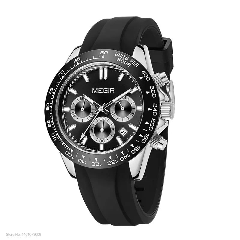Reloj de hombre MEGIR, marca de lujo, reloj deportivo de cuarzo, correa de acero inoxidable, resistente al agua, cronógrafo, reloj de pulsera