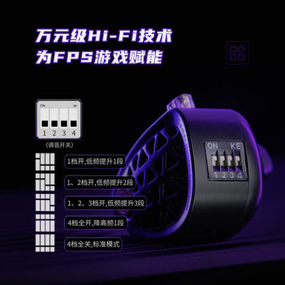 KZ Phantom HIFI In-Ear Gaming Earphone 4-Speed Custom Tuning Switch DSP Game Sound Card For PC Wired Headphones Gifts