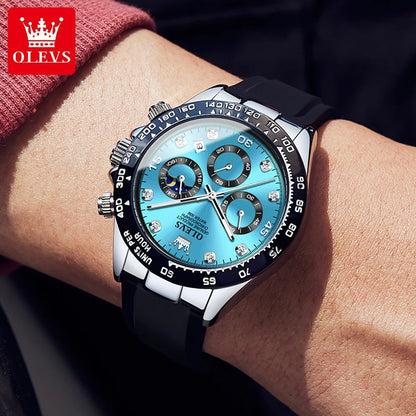 Reloj para hombre OLEVS: reloj de cuarzo de lujo, resistente al agua y luminiscente, con cronógrafo y indicador de fecha. Reloj deportivo para hombre de una gran marca.