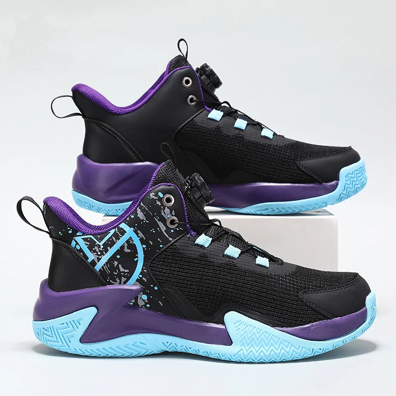 Chaussures de basket-ball unisexes en maille respirante, légères, avec boucle rotative, baskets de sport, de course en plein air, d'entraînement, d'automne