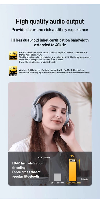 1MORE SonoFlow S Active Noise Canceling Wireless Headphones 42dB ANC Bluetooth Headsets Hi-Res Audio  90H Playtime