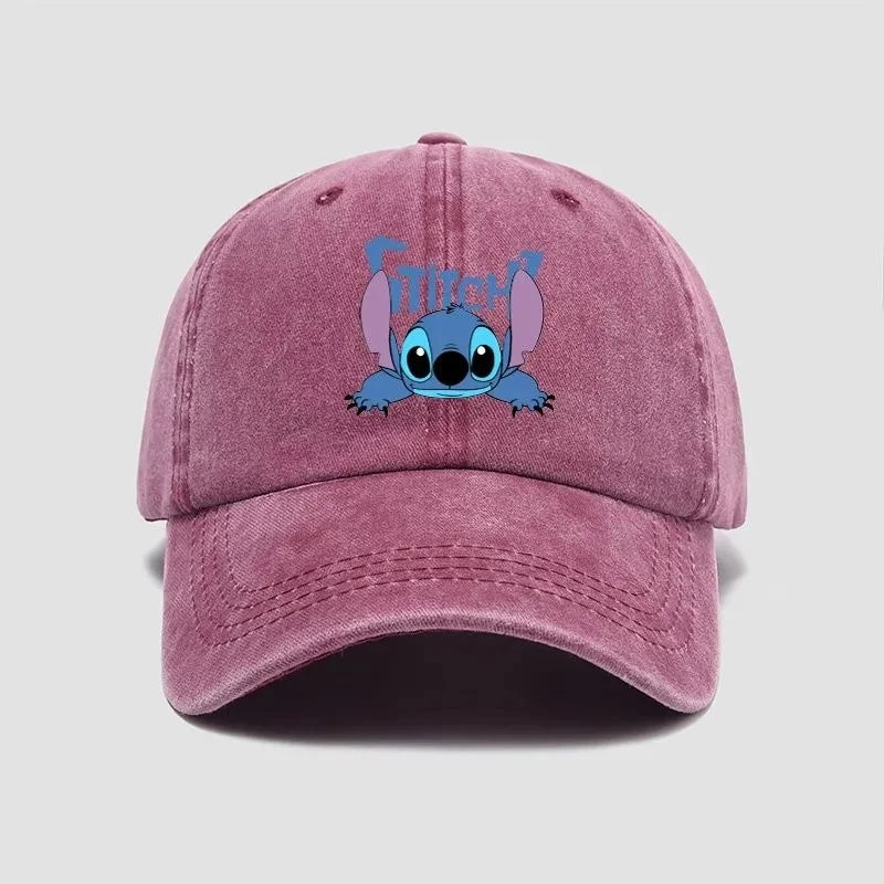 Stitch Casual Hat Kawaii Cartoon Anime Figure Baseball Caps Breathable Snapback Sun Hats Adjustable Peaked Cap Unisex Kids Gifts