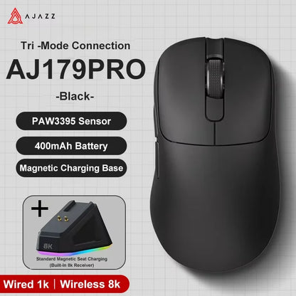 AJAZZ AJ179 V2 MAX Tri-mode right-handed mouse 56g lightweight PAW3311 sensor Huanuo Micro Switch TelinkMicrochip