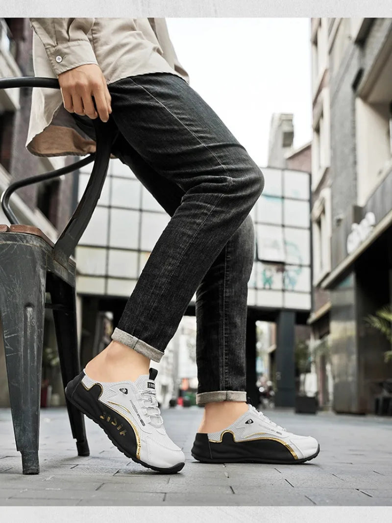 Grands chaussons pour hommes été respirant maille pantoufles mode chaussures décontractées à semelles souples pour hommes baskets légères Zapatos De Hombre