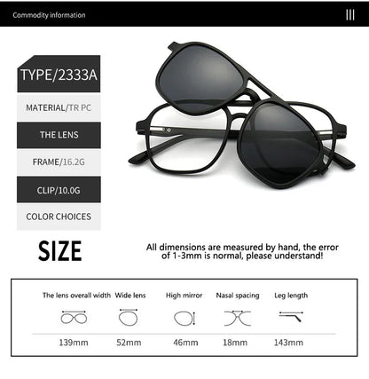 2026 Mirror Magnetic Attraction Polarized Sunglasses 2 Iin 1 Clip Cycling Glasses Dazzling Men Double-Barreled Glasses Women