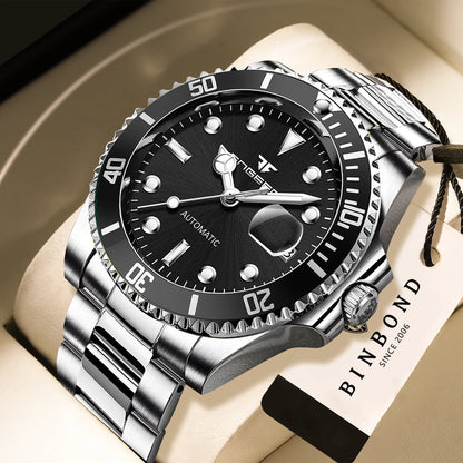 Relojes de pulsera mecánicos BINBOND para hombre, de lujo, luminiscentes, herméticos, automáticos, con tourbillon y esqueletizados