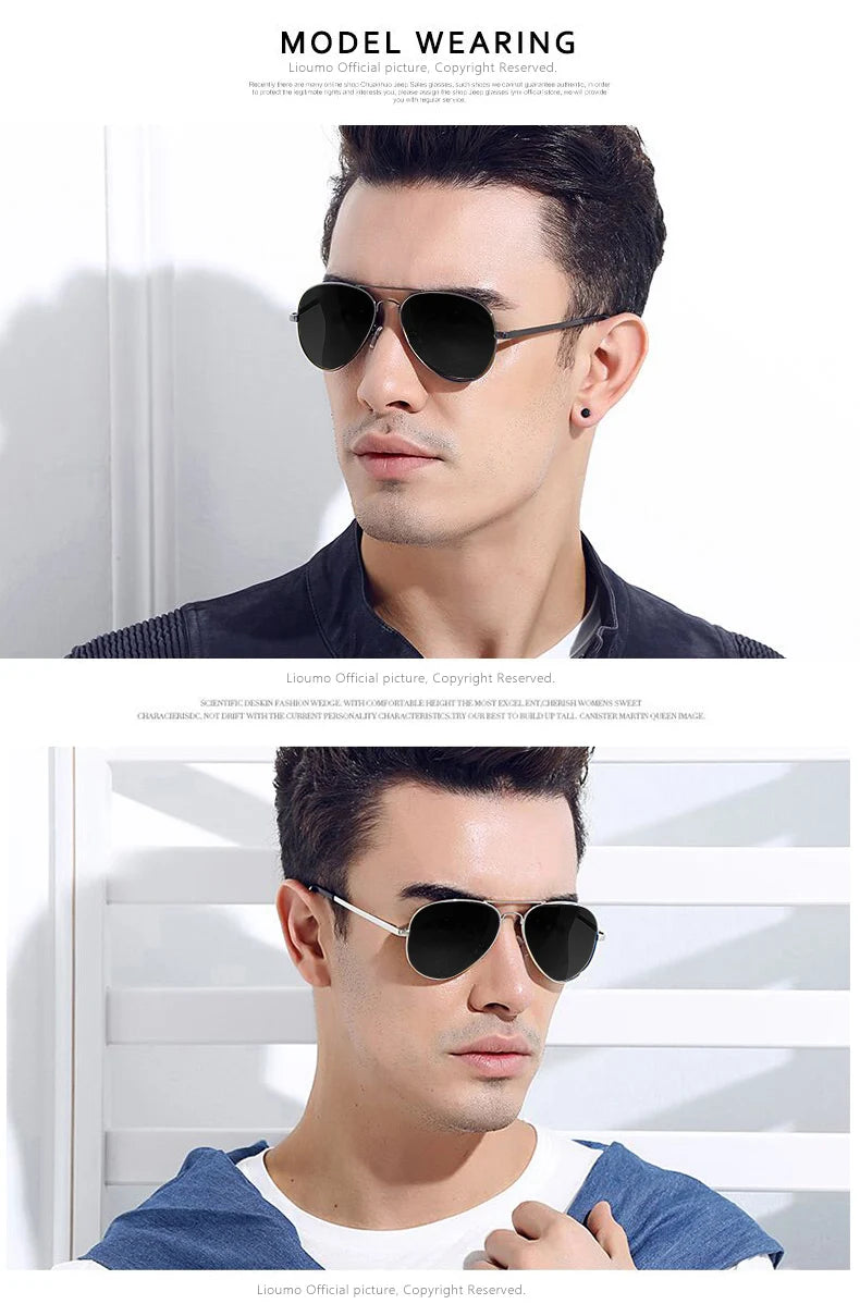 LIOUMO Hochwertige Piloten-Sonnenbrille für Herren, polarisierte Autofahrerbrille für Damen, modische Pilotenbrille, blendfreie Sonnenbrille für Herren