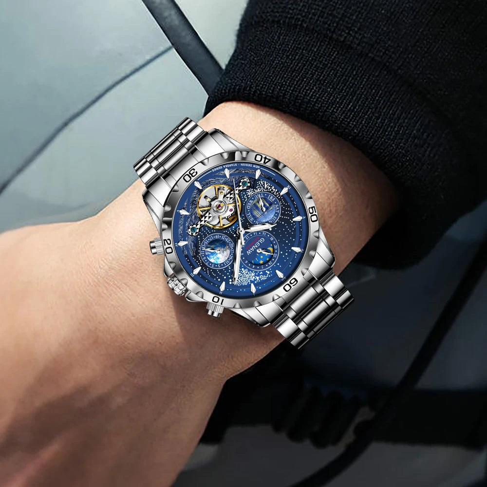 Relojes para hombre GLENAW Design, marca líder de lujo, moda y negocios, reloj automático impermeable para hombre, reloj mecánico para hombre