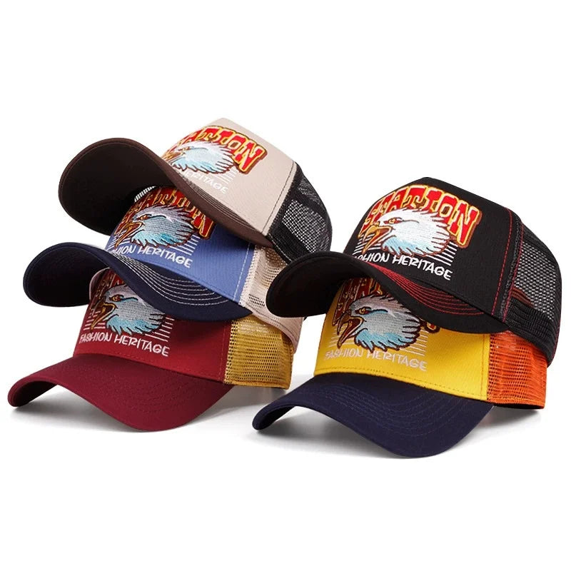 Hot Sale Unisex Baseball Cap Classic STATION Letter Pattern Mesh Cap Men And Women Breathable Streetwear Summer Trucker Hat