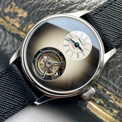 Merkur 100% Tourbillon Watch Men's Titanium Ice Flower Dial Sapphire Watch For Men Mechanical Wristwatches Relogio Masculino