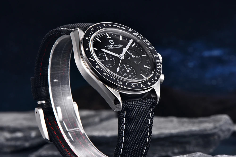 Reloj PAGANI DESIGN Moon: cronógrafo de cuarzo de lujo para hombre, estilo deportivo, cristal de zafiro con tratamiento antirreflectante, esfera luminiscente