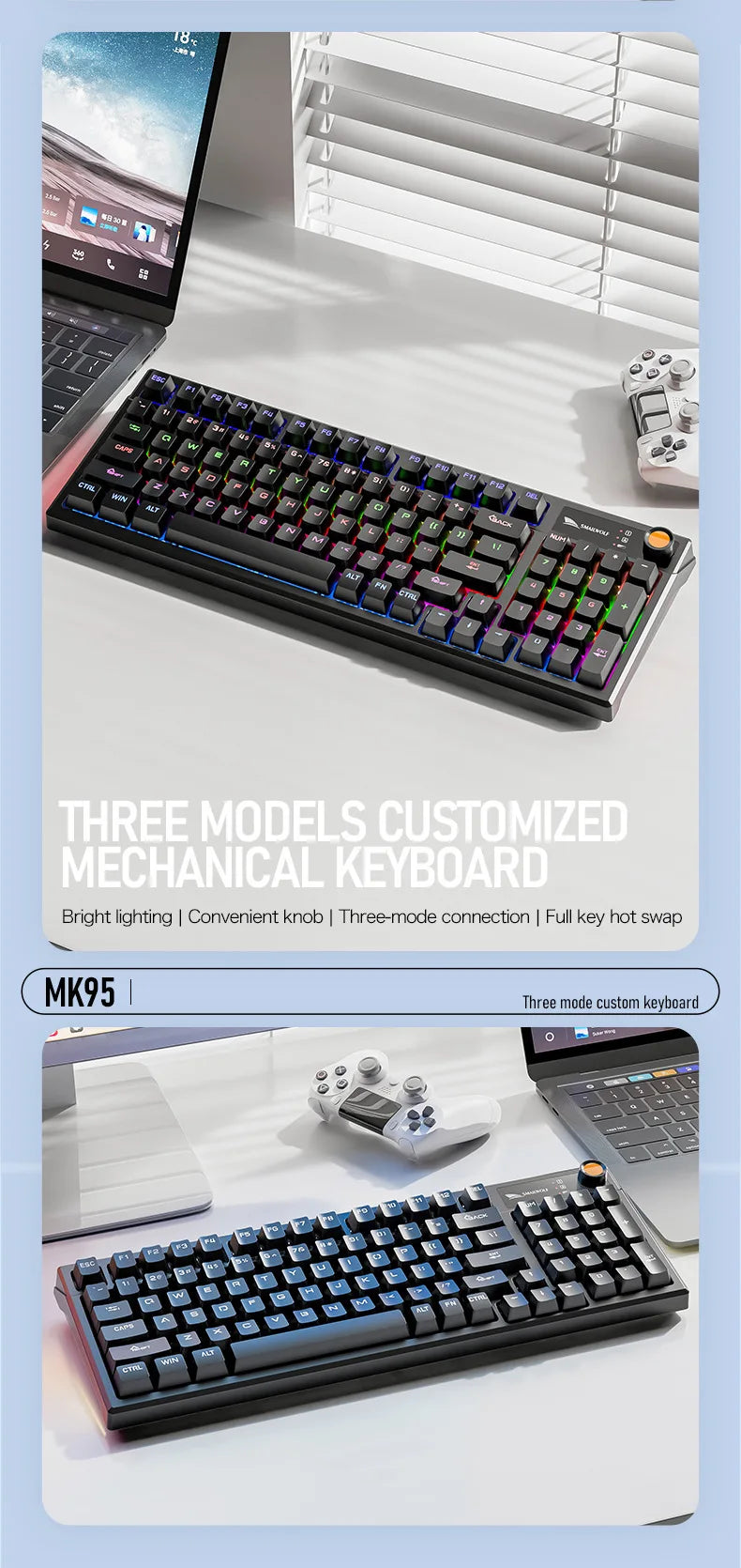 Spanish Mechanical Keyboard Spanish Russian Arabic Korean Thai Gaming Keyboard 95 Key Layout Backlight Type C With Numpad SK15