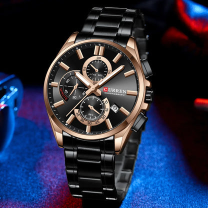 CURREN mode décontracté homme d'affaires montre de luxe bracelet en acier inoxydable montres à Quartz lumineux chronographe calendrier montre
