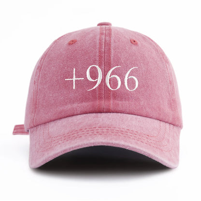 1pc +966 Embroidery Washed Baseball Cap for Adults,  Minimalist Retro Style Casual Soft Adjustable Dad Hat, Perfect As Gift