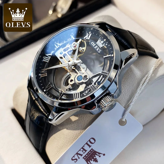OLEVS 6661 Men Top Brand Watch Luxury All Transparent Hollow Men Mechanical Watch Original Fashion Waterproof Classic Men Watch