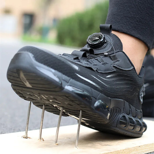 Men Ankle Work Safety Shoes Synthetic Upper Rubber Outsole Anti-Slip Wide Toe Box Anti-impact and Anti-piercing Shoes Men