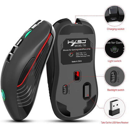 2.4G USB-C Wireless Mouse Rechargeable Gaming Mouse 3600DPI 7 Button Type-c Mute Mice for Macbook Laptop PC Game Mouse Computer