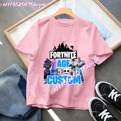 Série Fortnite – letní dětské tričko s krátkým rukávem pro chlapce a dívky, kreslený potisk, herní top, vtipný dárek k narozeninám