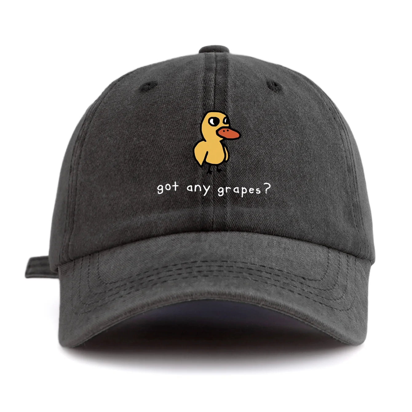 1pc GOT ANY GRAPES Print Washed Baseball Cap for Adults,Minimalist Retro Style Casual Soft Adjustable Dad Hat,Perfect As Gift