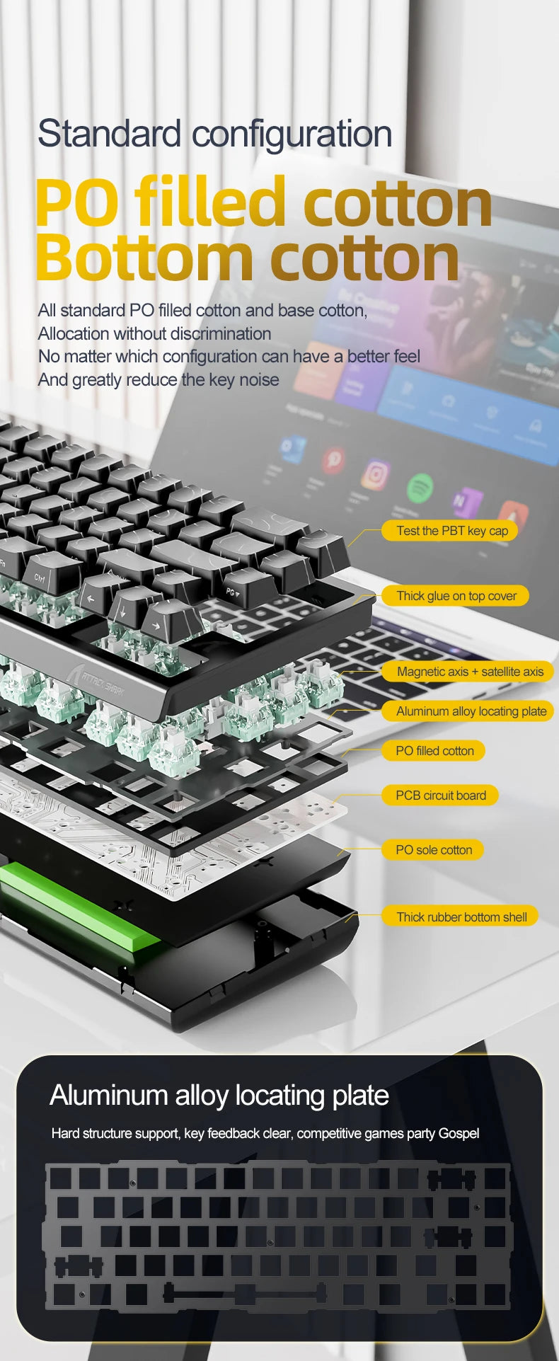 X68HE ATTACK SHARK X68PRO Magnetic Gaming Keyboard Mechanical Wired 0.01mm Rapid Trigg 8000Hz SOCD/Rs 0.125ms 128K Rate