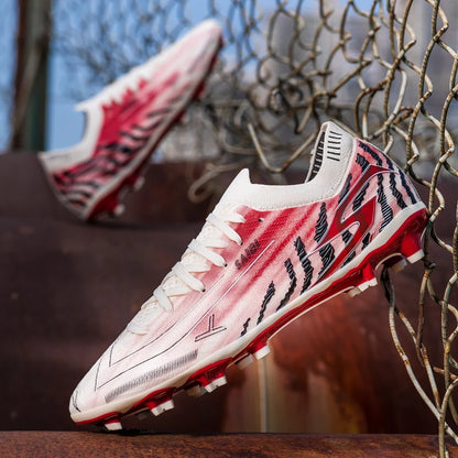 Chaussures de football AG FG pour hommes, tige en PU souple, structure de crampons renforcée, pour adultes, pour les matchs et entraînements de football en plein air sur pelouse.